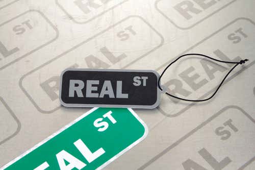 Real Street Air Freshener - Real St. Logo (Black with Grey Logo / Black Ice)