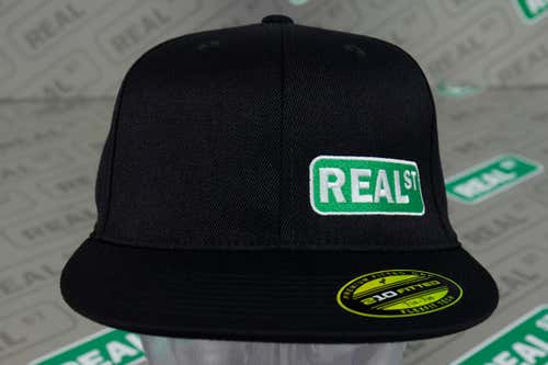 Real Street Hat Black w/ Green & White Logo Fitted